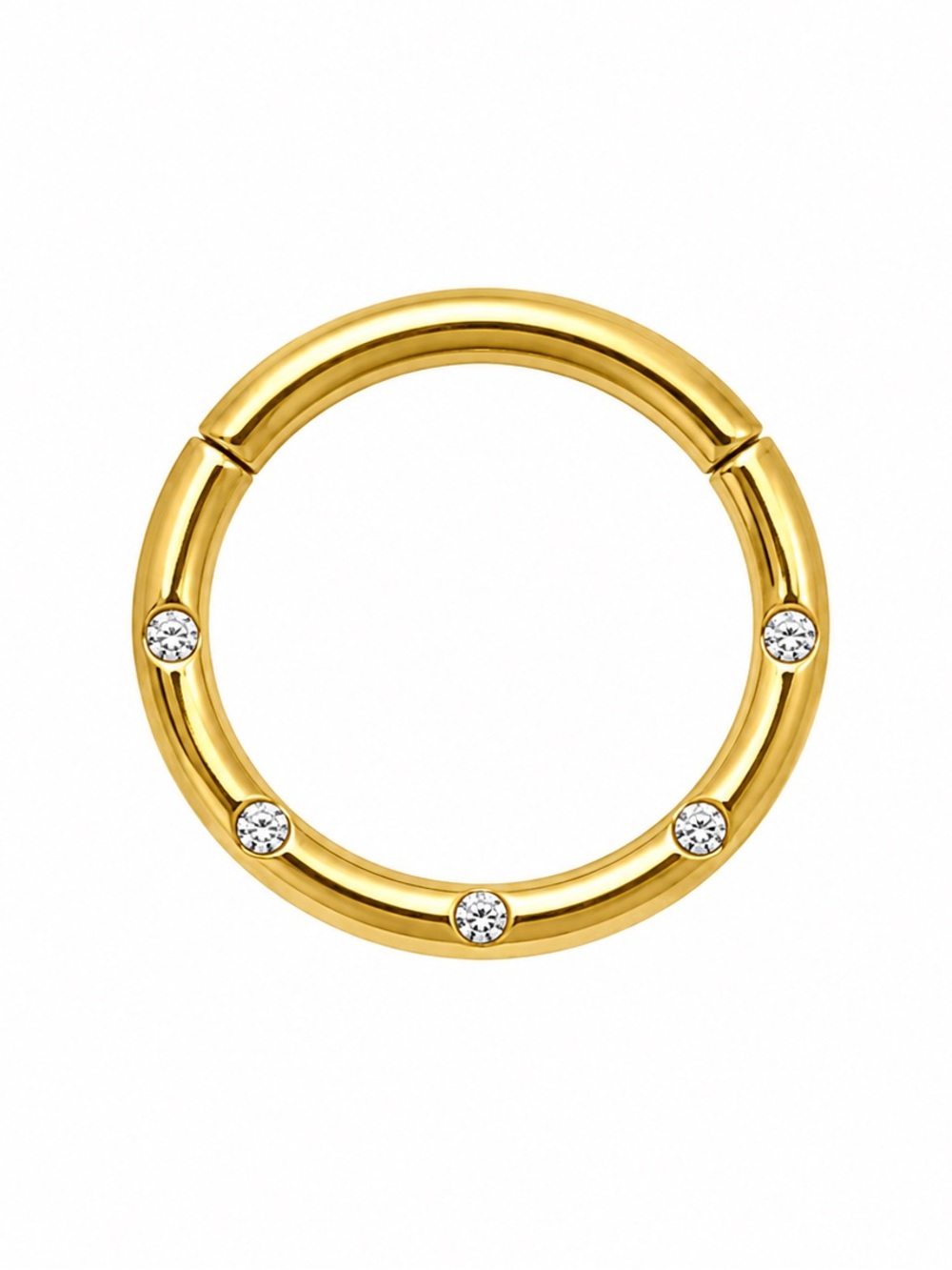 Gold CZ Clicker Hoop Ring | 16G 8mm Stainless Steel Piercing Jewelry